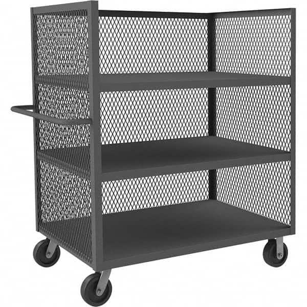 Durham - 3,000 Lb Capacity 3-Shelf 3-Sided Mesh Truck - Exact Tooling