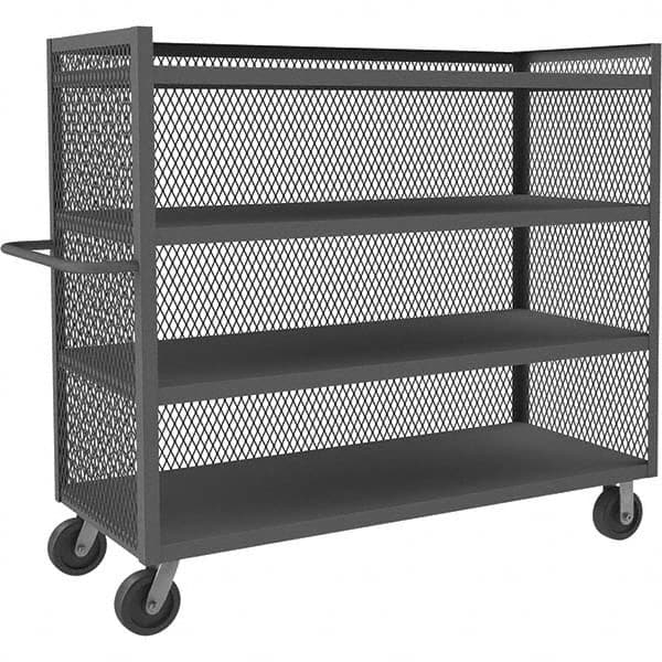 Durham - 3,000 Lb Capacity 4-Shelf 3-Sided Mesh Truck - Exact Tooling