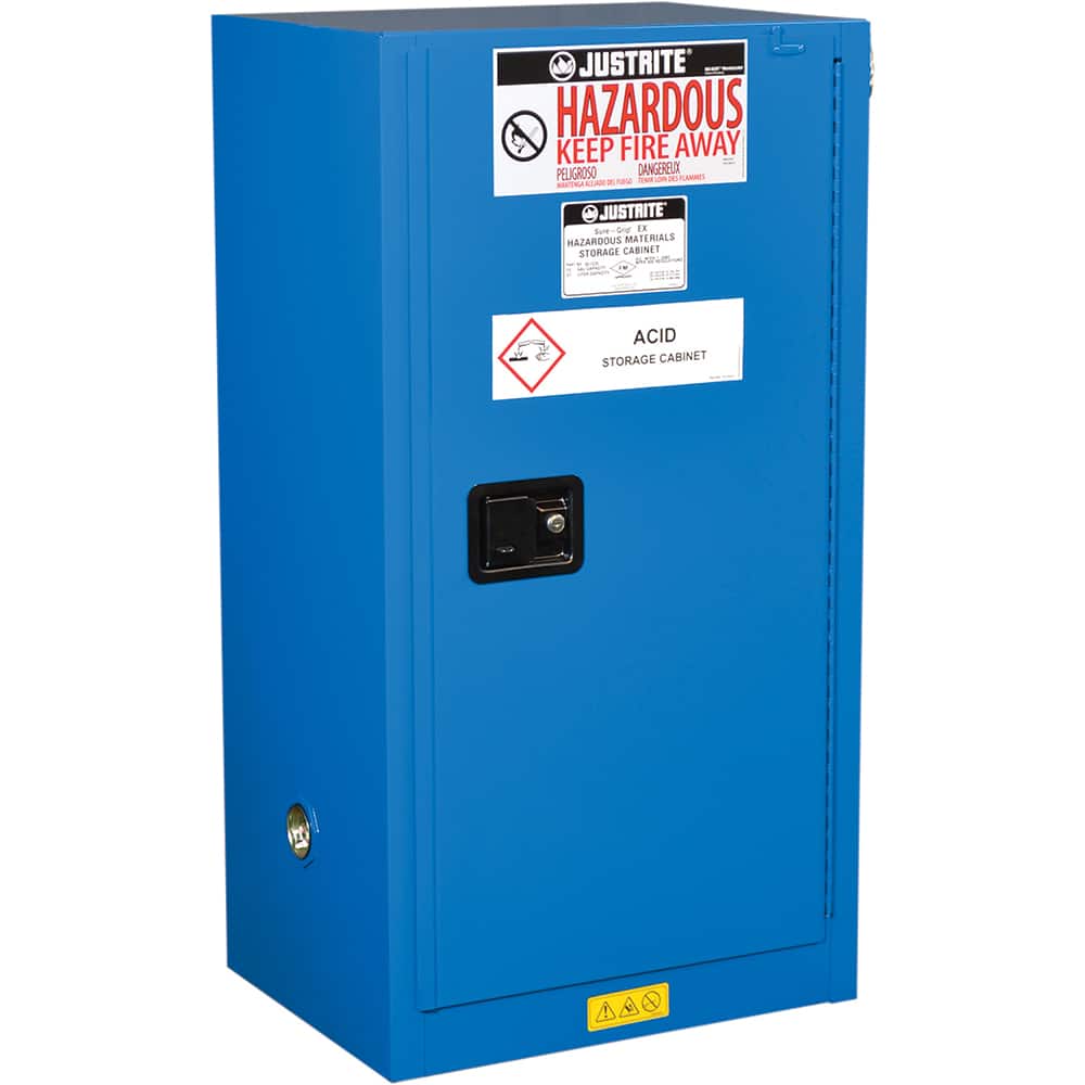 Justrite - 1 Door 1 Shelf 15 Gal Space Saver Safety Cabinet for Flammable Substances - Exact Tooling