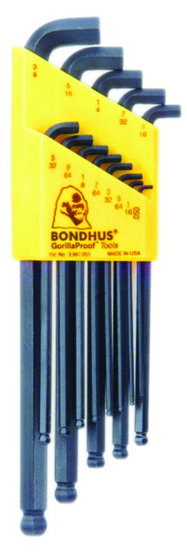 13 Piece - w/ProGuard™ Finish - Stubby Arm - Sizes: .050 - 3/8" Balldriver L-Wrench Set - Exact Tooling