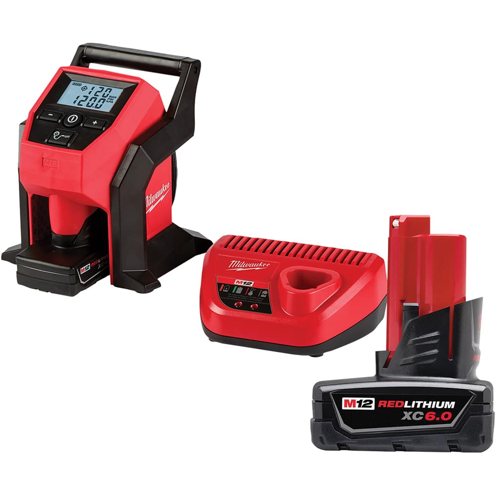 Milwaukee Tool - Tire Inflators; Tool Type: Automatic Inflator Tool ; Power Source: 12 Volt ; Maximum Working Pressure (psi): 120.000 ; Features: Anti-Vibration Feet; Auto Shut-Off; Compact; Impact Resistant; Portable; Weather Resistant; Includes 12V Lit - Exact Tooling