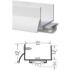 Pemko - Sweeps & Seals; Type: Drip Ledge U Shape Door Shoe ; Width (Inch): 1-5/16 ; Finish/Coating: White Painted; Aluminum ; Material: 6063-T6 Aluminum Alloy and Temper Retainer ; Back Strip Brush Width (Inch): 2 ; Bristle Length (Inch): 0.5000 - Exact Tooling