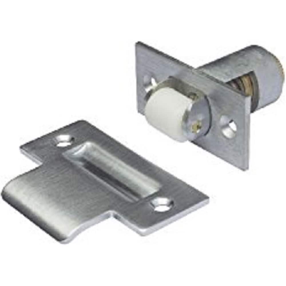 Rockwood - Catches; Length (Inch): 2 ; Height (Inch): 2 ; Width (Inch): 3 ; Finish/Coating: Satin Chrome ; Strike Length: 2-3/4 (Inch); Strike Width: 1-1/8 (Inch) - Exact Tooling