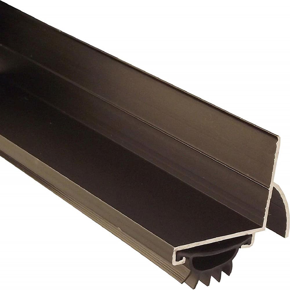 Pemko - Sweeps & Seals; Type: Drip Ledge L Shape Door Shoe ; Width (Inch): 1-1/4 ; Finish/Coating: Dark Bronze Anodized Aluminum ; Material: 6063-T6 Extruded Tempered Aluminum ; Back Strip Brush Width (Inch): 2 ; Bristle Length (Inch): 0.5000 - Exact Tooling
