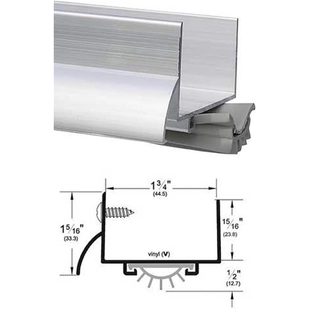 Pemko - Sweeps & Seals; Type: Drip Ledge U Shape Door Shoe ; Width (Inch): 1-5/16 ; Finish/Coating: Mill Finish Aluminum ; Material: 6063-T6 Aluminum Alloy and Temper Retainer ; Back Strip Brush Width (Inch): 2 ; Bristle Length (Inch): 0.5000 - Exact Tooling