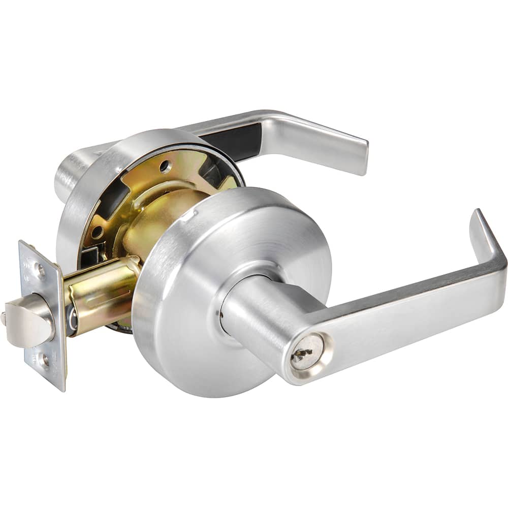 Yale - Lever Locksets; Door Thickness: 1-3/4 (Inch); Door Thickness: 1-3/4 ; Back Set: 2-3/4 (Inch); For Use With: Classroom or Utility Room Doors ; Finish/Coating: Satin Chrome ; Cylinder Type: 6 Pin Schlage C Keway, Keyed - Exact Tooling