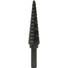 Greenlee - Step Drill Bits; Minimum Hole Diameter (Inch): 1/8 ; Maximum Hole Diameter (Inch): 1/2 ; Drill Bit Material: Steel ; Drill Bit Finish/Coating: Steam Oxide ; Number of Hole Sizes: 13 ; Shank Type: 3-Flat - Exact Tooling