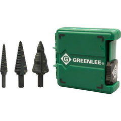 Greenlee - Drill Bit Sets; System of Measurement: Inch ; Drill Bit Material: Steel ; Drill Bit Set Type: Step Drill Bits ; Minimum Drill Bit Size (Decimal Inch): 0.5000 ; Minimum Drill Bit Size (Inch): 1/2 ; Maximum Drill Bit Size (Decimal Inch): 1.1250 - Exact Tooling
