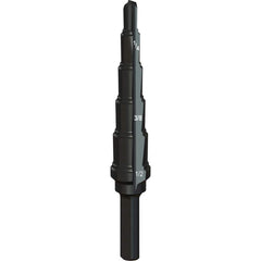 Greenlee - Step Drill Bits; Minimum Hole Diameter (Inch): 3/16 ; Maximum Hole Diameter (Inch): 1/2 ; Drill Bit Material: Steel ; Drill Bit Finish/Coating: Steam Oxide ; Number of Hole Sizes: 6 ; Shank Type: 3-Flat - Exact Tooling