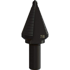Greenlee - Step Drill Bits; Minimum Hole Diameter (Inch): 3/16 ; Maximum Hole Diameter (Inch): 7/8 ; Drill Bit Material: Steel ; Drill Bit Finish/Coating: Steam Oxide ; Number of Hole Sizes: 1 ; Shank Type: 3-Flat - Exact Tooling