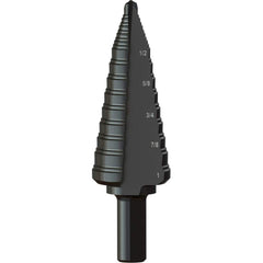 Greenlee - Step Drill Bits; Minimum Hole Diameter (Inch): 3/16 ; Maximum Hole Diameter (Inch): 1 ; Drill Bit Material: Steel ; Drill Bit Finish/Coating: Steam Oxide ; Number of Hole Sizes: 10 ; Shank Type: 3-Flat - Exact Tooling