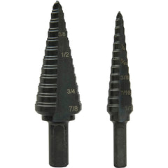 Greenlee - Drill Bit Sets; System of Measurement: Inch ; Drill Bit Material: Steel ; Drill Bit Set Type: Step Drill Bits ; Minimum Drill Bit Size (Decimal Inch): 0.5000 ; Minimum Drill Bit Size (Inch): 1/2 ; Maximum Drill Bit Size (Decimal Inch): 1.1250 - Exact Tooling