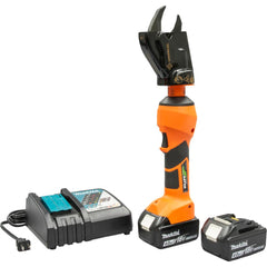 Greenlee - Cordless Cutters; Voltage: N/A ; Battery Chemistry: Lithium-Ion ; Cutting Capacity: 500 KCMIL (240 SQ-MM) Copper Or Aluminum Cable ; Battery Included: (2) 4.0ah Lithium-ion ; Includes: 32mm Cutter, 120V Charger, (2) 4.0ah Lithium-ion Batteries - Exact Tooling
