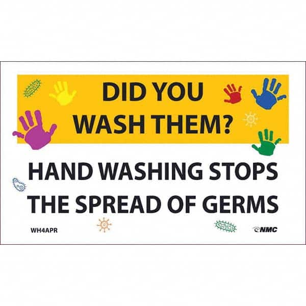 NMC - 1 5-Piece Restroom, Janitorial & Housekeeping Label - Legend: Did You Wash Them? - Hand Washing Stops the Spread of Germs - Exact Tooling