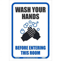 NMC - Safety & Facility Labels; Message Type: Restroom, Janitorial & Housekeeping; Restroom & Janitorial ; Header: None ; Legend: Wash Your Hands Before Entering This Room ; Graphic: Message & Graphic ; Material Type: Pressure-Sensitive Vinyl; Pressure S - Exact Tooling