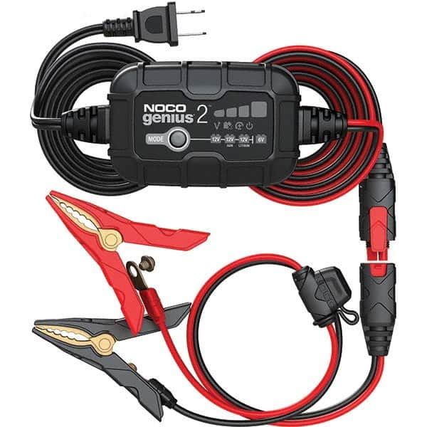 Noco - Automotive Battery Chargers & Jump Starters; Type: Automatic Charger/Maintainer ; Amperage Rating: 2.0 ; Starter Amperage: 0.5 ; Voltage: 100-240 VAC ; Battery Size Group: 6 and 12 Volt - Exact Tooling