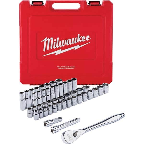 Milwaukee Tool - Socket Sets Measurement Type: Inch/Metric Drive Size: 1/2 - Exact Tooling