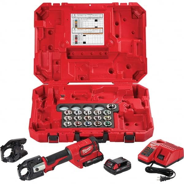 Milwaukee Tool - Electric Crimpers Crimping Force (Lb.): 12000 Crimping Capacity (Wire): 750 mcm Cu & Al - Exact Tooling