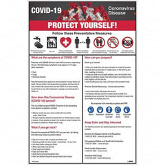 NMC - 1 5-Piece "COVID-19 - PROTECT YOURSELF!", 12" Wide x 18" High, Paper Safety Sign - Exact Tooling