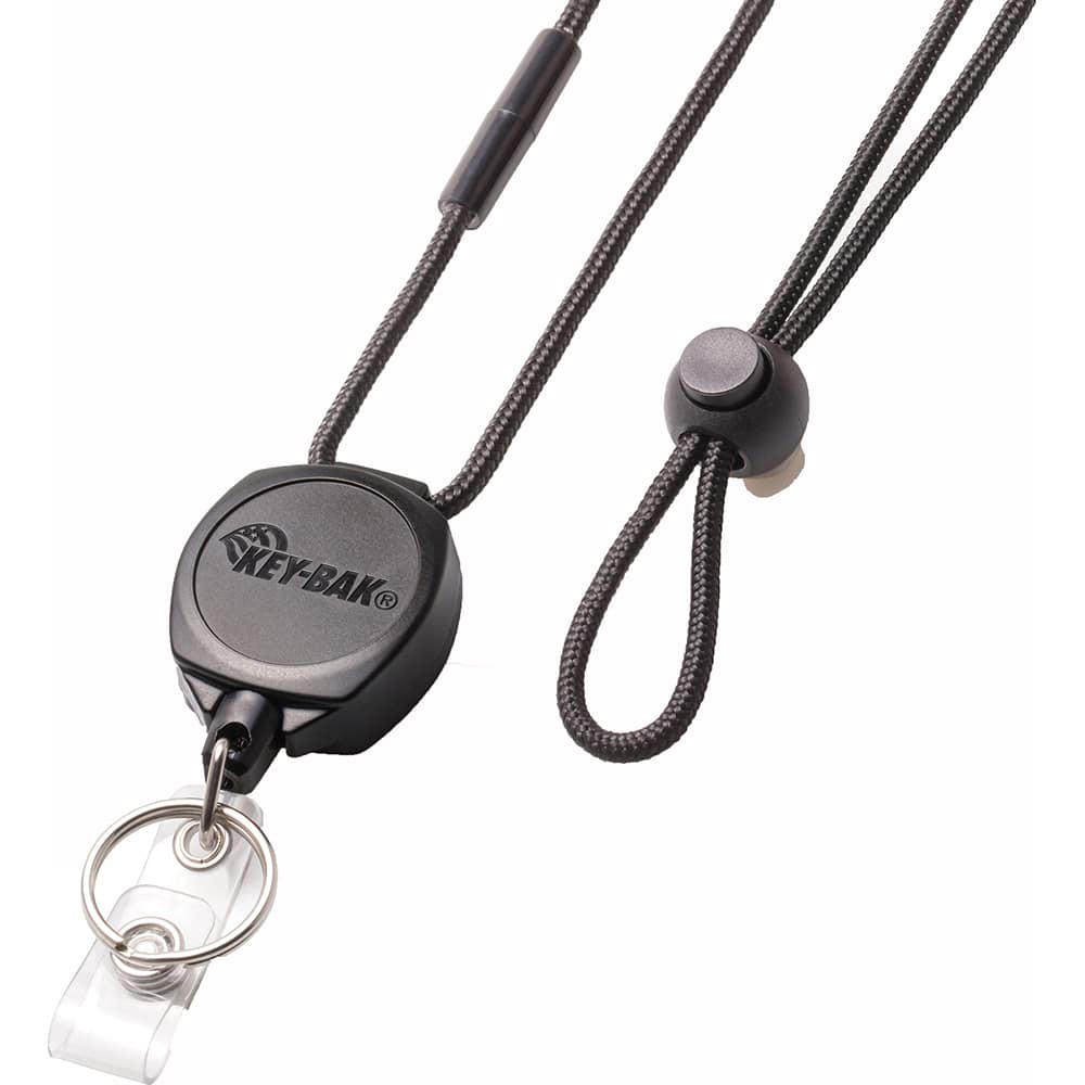 Key-Bak - Key Control; Type: Retractable Key Chain & ID Holder ; Number of Keys: 5 ; Color: Black ; Width (Inch): 3/4 - Exact Tooling