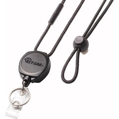 Key-Bak - Key Control; Type: Retractable Key Chain & ID Holder ; Number of Keys: 5 ; Color: Black ; Width (Inch): 3/4 - Exact Tooling