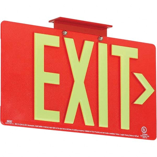 Hubbell Lighting - Illuminated Exit Signs Number of Faces: 1 Letter Color: Photoluminescent - Exact Tooling