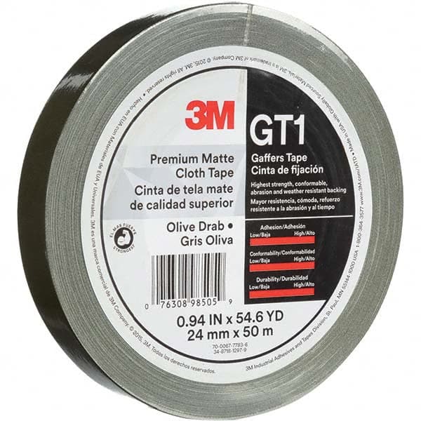 3M - 50m x 24mm x 11 mil Olive Green Cotton Cloth Gaffers Tape - Exact Tooling