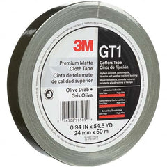 3M - 50m x 24mm x 11 mil Olive Green Cotton Cloth Gaffers Tape - Exact Tooling