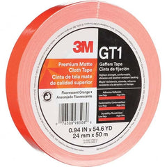 3M - 50m x 24mm x 11 mil Fluorescent Orange Cotton Cloth Gaffers Tape - Exact Tooling