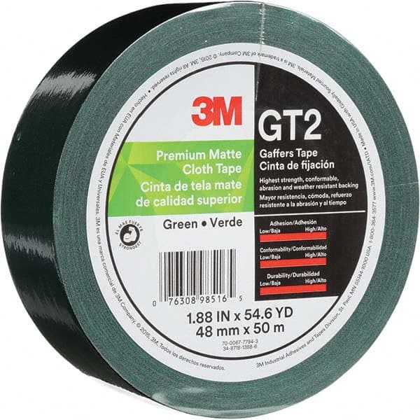 3M - 50m x 48mm x 11 mil Green Cotton Cloth Gaffers Tape - Exact Tooling