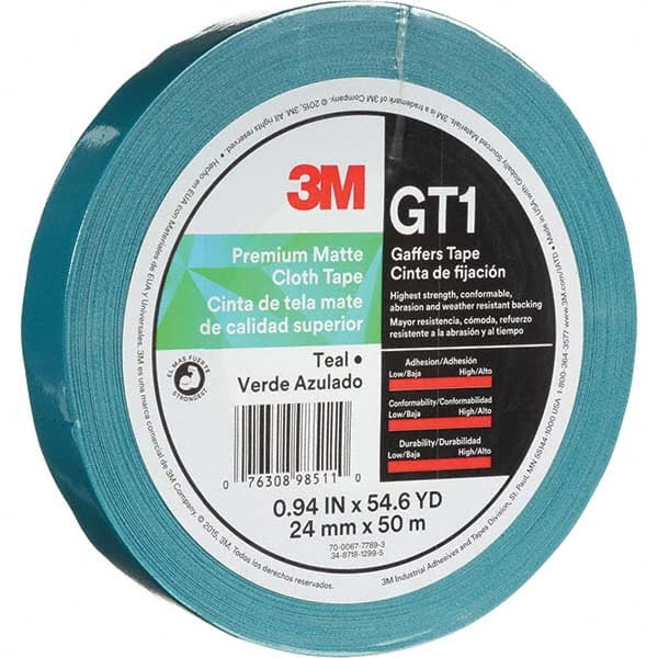 3M - 50m x 24mm x 11 mil Teal Cotton Cloth Gaffers Tape - Exact Tooling