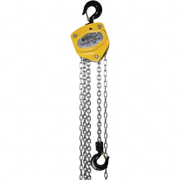 OZ Lifting Products - 2,000 Lb Capacity, 30' Lift Height, Manual Chain Hoist with Overload Protection - Exact Tooling
