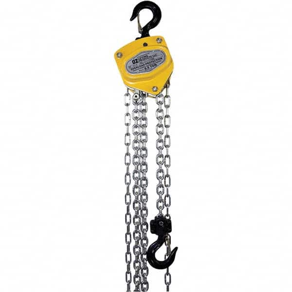 OZ Lifting Products - 1,000 Lb Capacity, 15' Lift Height, Manual Chain Hoist with Overload Protection - Exact Tooling