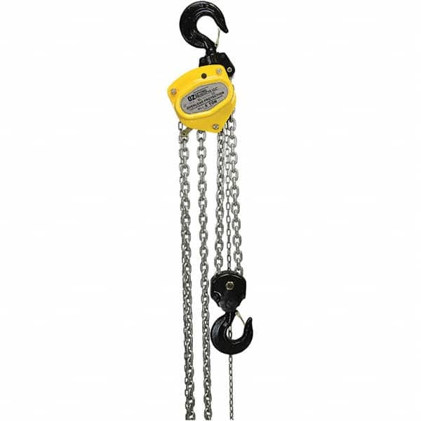 OZ Lifting Products - 10,000 Lb Capacity, 20' Lift Height, Manual Chain Hoist with Overload Protection - Exact Tooling