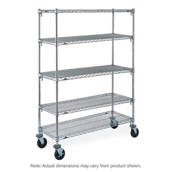 Metro - 600 Lb Capacity 5 Shelf Mobile Wire Shelving Unit - Add-On Unit - Exact Tooling