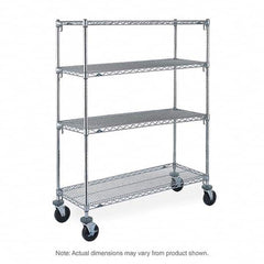 Metro - 600 Lb Capacity 4 Shelf Mobile Wire Shelving Unit - Add-On Unit - Exact Tooling
