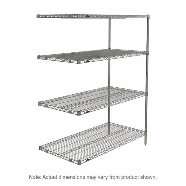 Metro - 2,000 Lb Capacity 4 Shelf Wire Shelving - Add-On Unit - Exact Tooling