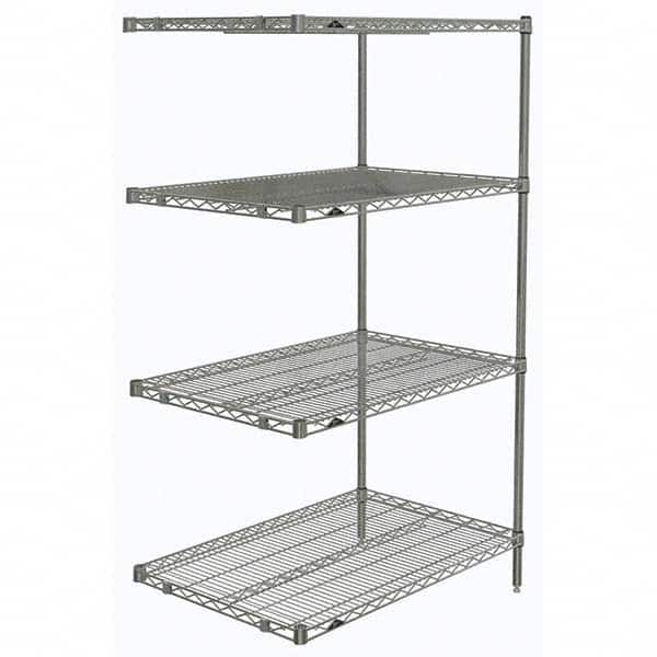 Metro - 2,000 Lb Capacity 4 Shelf Wire Shelving - Add-On Unit - Exact Tooling