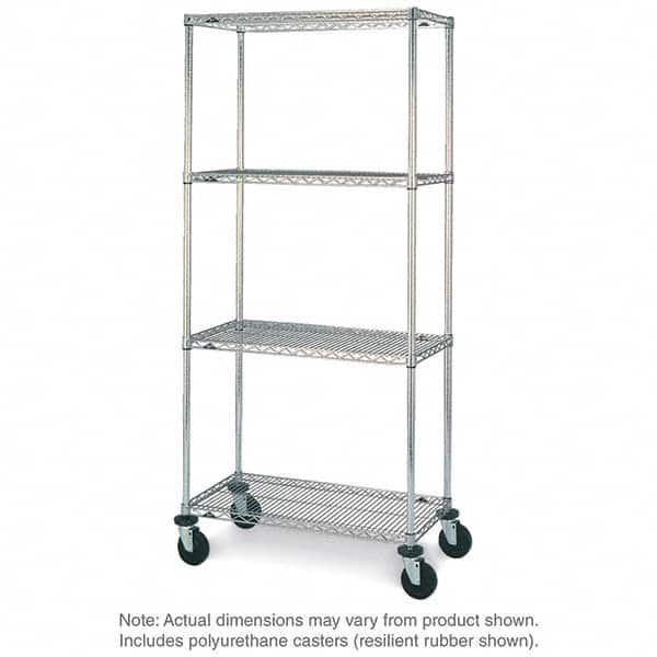 Metro - 600 Lb Capacity 4 Shelf Mobile Wire Shelving Unit - Add-On Unit - Exact Tooling