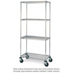 Metro - 600 Lb Capacity 4 Shelf Mobile Wire Shelving Unit - Add-On Unit - Exact Tooling