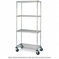 Metro - 600 Lb Capacity 4 Shelf Mobile Wire Shelving Unit - Add-On Unit - Exact Tooling