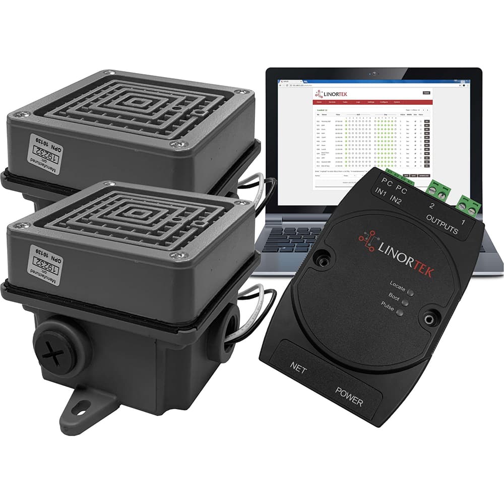 LinorTek - Bells, Horns & Sirens; Type: IP Buzzer ; Explosion Proof: No ; Vibrating: Yes ; Weatherproof: Yes ; Decibels @ Ten Feet (dB): 100.00 ; Voltage: 12 or 24 - Exact Tooling