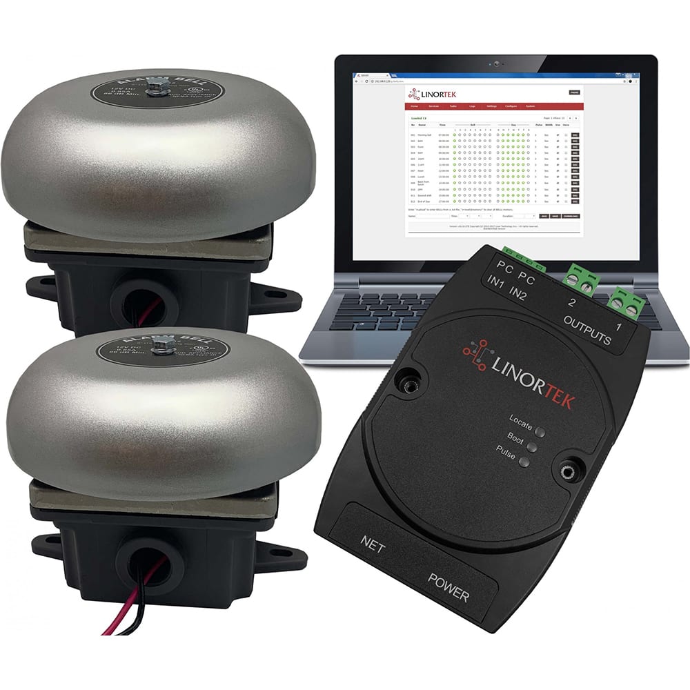 LinorTek - Bells, Horns & Sirens; Type: IP Bell ; Explosion Proof: No ; Vibrating: Yes ; Weatherproof: Yes ; Decibels @ Ten Feet (dB): 88.00 ; Voltage: 12 VDC - Exact Tooling