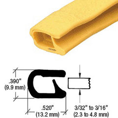 Fairchild Industries - Automotive Replacement Parts; Type: Edge Trim ; Application: Edge Trim, Standard Single Lip Trim with Segmented Steel Core, .090"-.190", Safety Yellow Soft Tone, 50 ft. - Exact Tooling