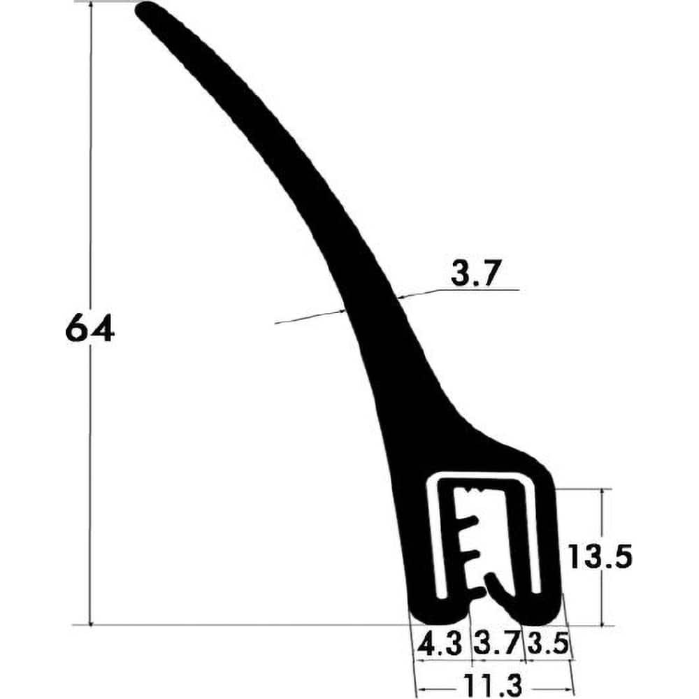 Fairchild Industries - Automotive Replacement Parts; Type: Trim Seal ; Application: Trim Seal, Sponge Bulb and Dense Rubber with Flexible Segmented Steel Core, .11"-.15", Black, 25 ft. - Exact Tooling
