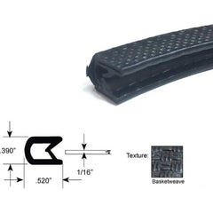 Fairchild Industries - Automotive Replacement Parts; Type: Edge Trim ; Application: Edge Trim, Standard Double Lip Trim with Segmented Steel Core, .032"-.125", Black Basketweave, 50 ft. - Exact Tooling