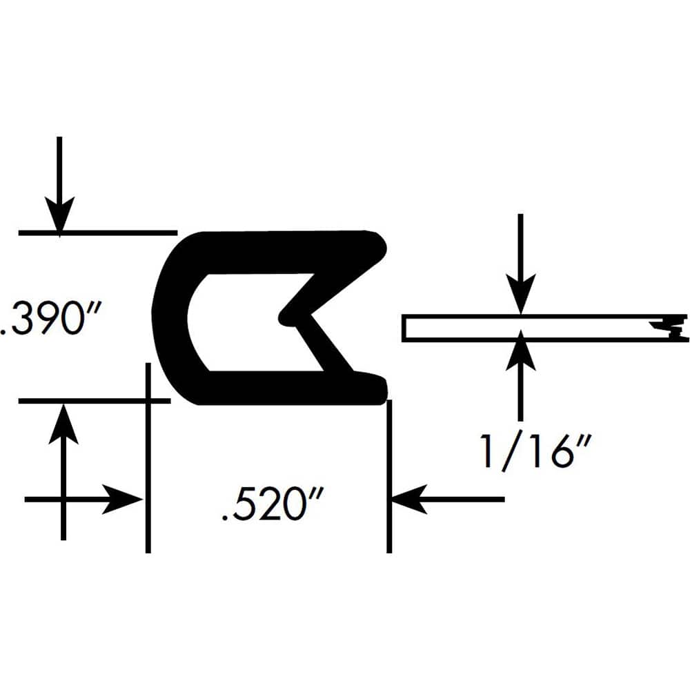 Fairchild Industries - Automotive Replacement Parts; Type: Edge Trim ; Application: Edge Trim, Standard Double Lip Trim with Segmented Aluminum Core, .032"-.125", Black Soft Tone, 50 ft. - Exact Tooling