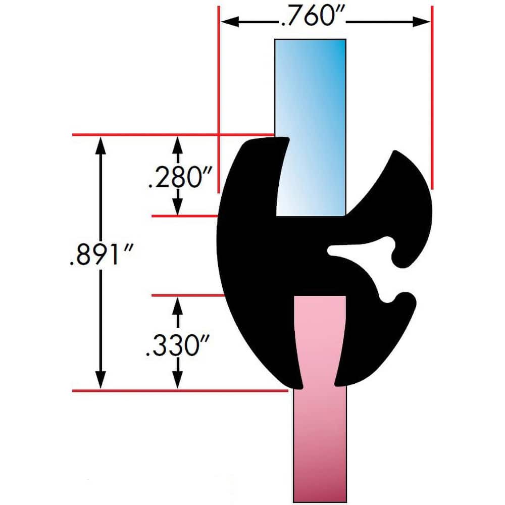 Fairchild Industries - Automotive Replacement Parts; Type: Self-Sealing Weatherstrip ; Application: Two Piece Rubber Glass Sealing Weatherstrip for Windshields With Rubber Locking Strip Included, , 25 Ft., Each - Exact Tooling