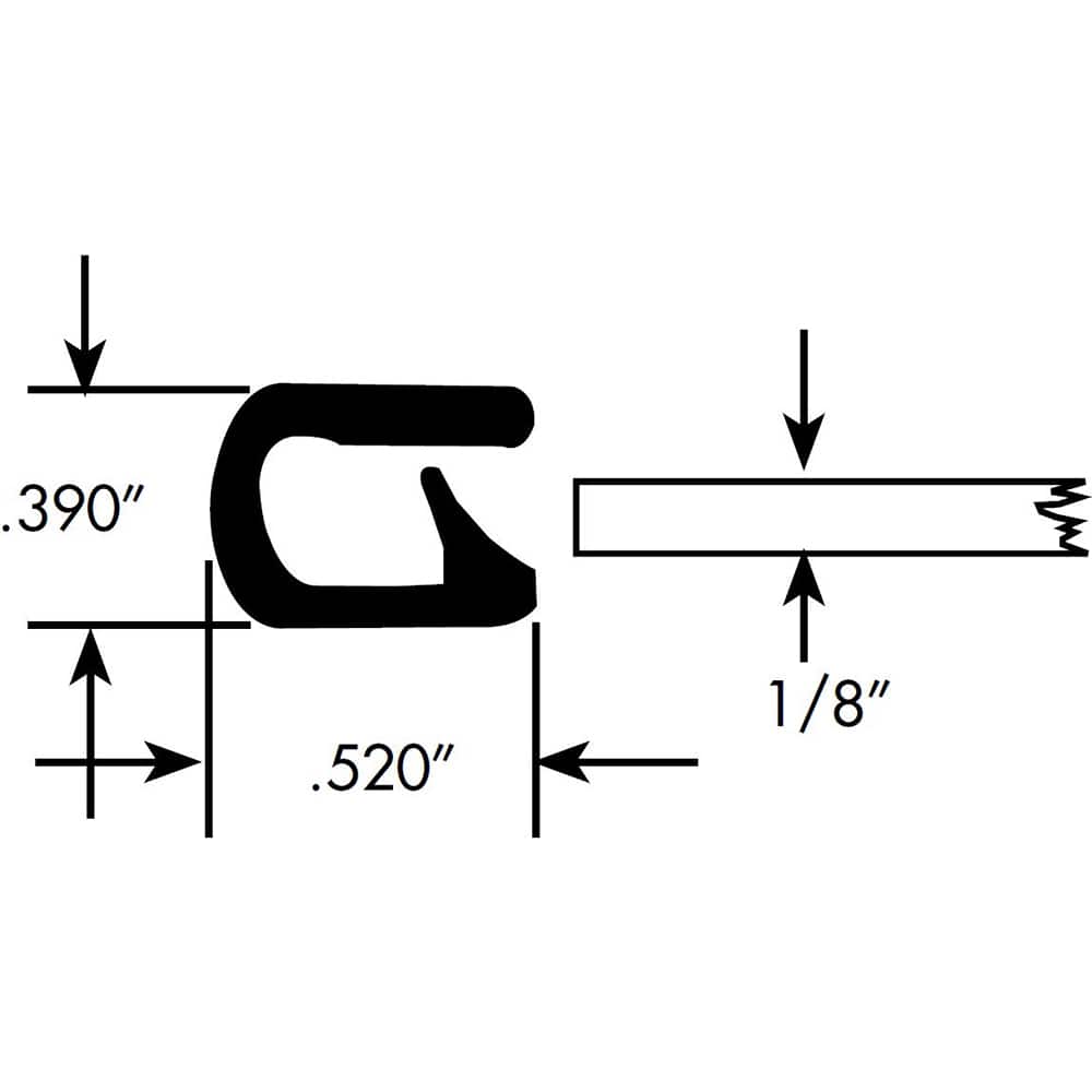 Fairchild Industries - Automotive Replacement Parts; Type: Edge Trim ; Application: Edge Trim, Standard Single Lip Trim with Segmented Steel Core, .090"-.190", Black Basketweave, 50 ft. - Exact Tooling