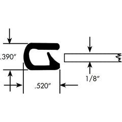 Fairchild Industries - Automotive Replacement Parts; Type: Edge Trim ; Application: Edge Trim, Standard Single Lip Trim with Segmented Steel Core, .090"-.190", Black Basketweave, 50 ft. - Exact Tooling